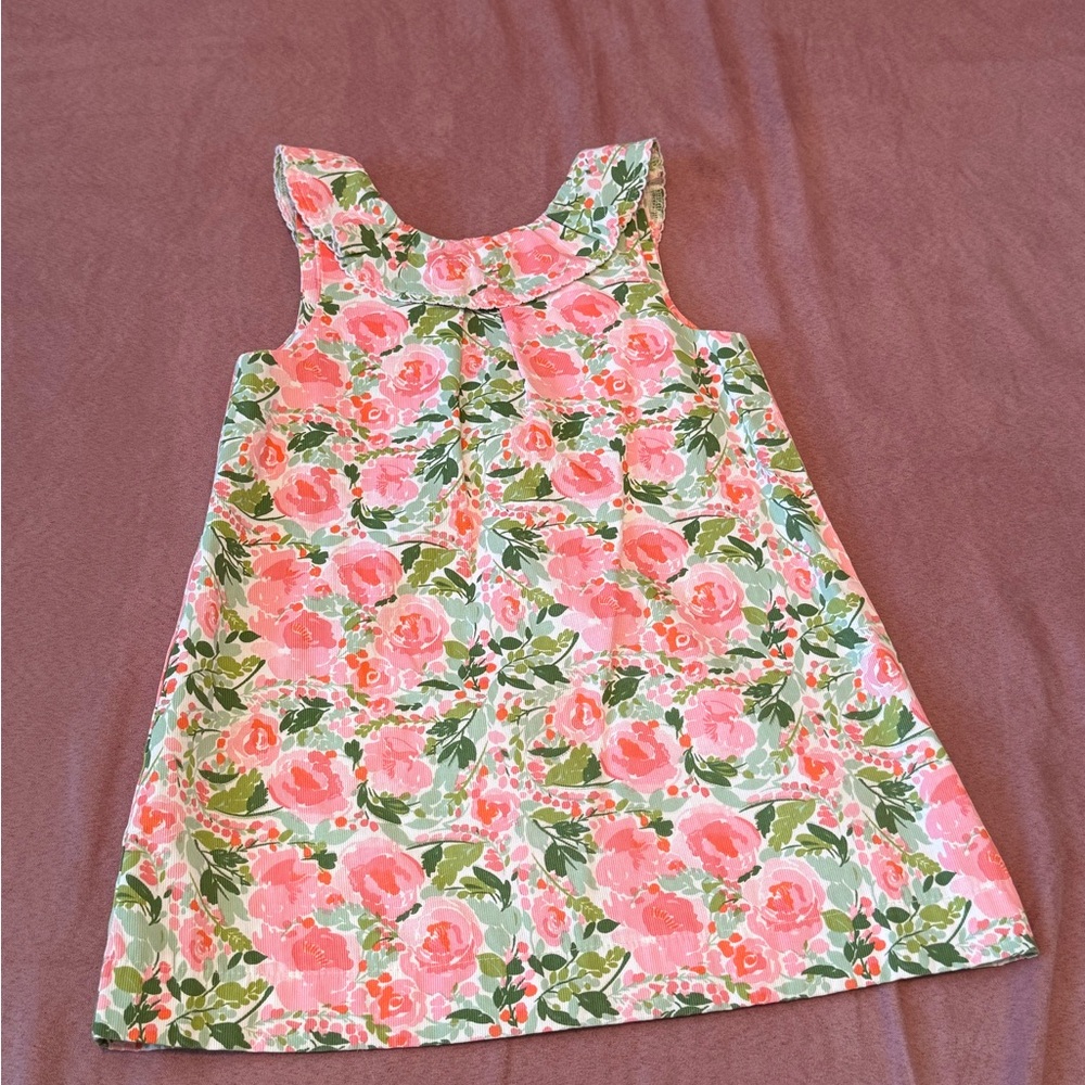 Floral Pink and Green Kids Dress
